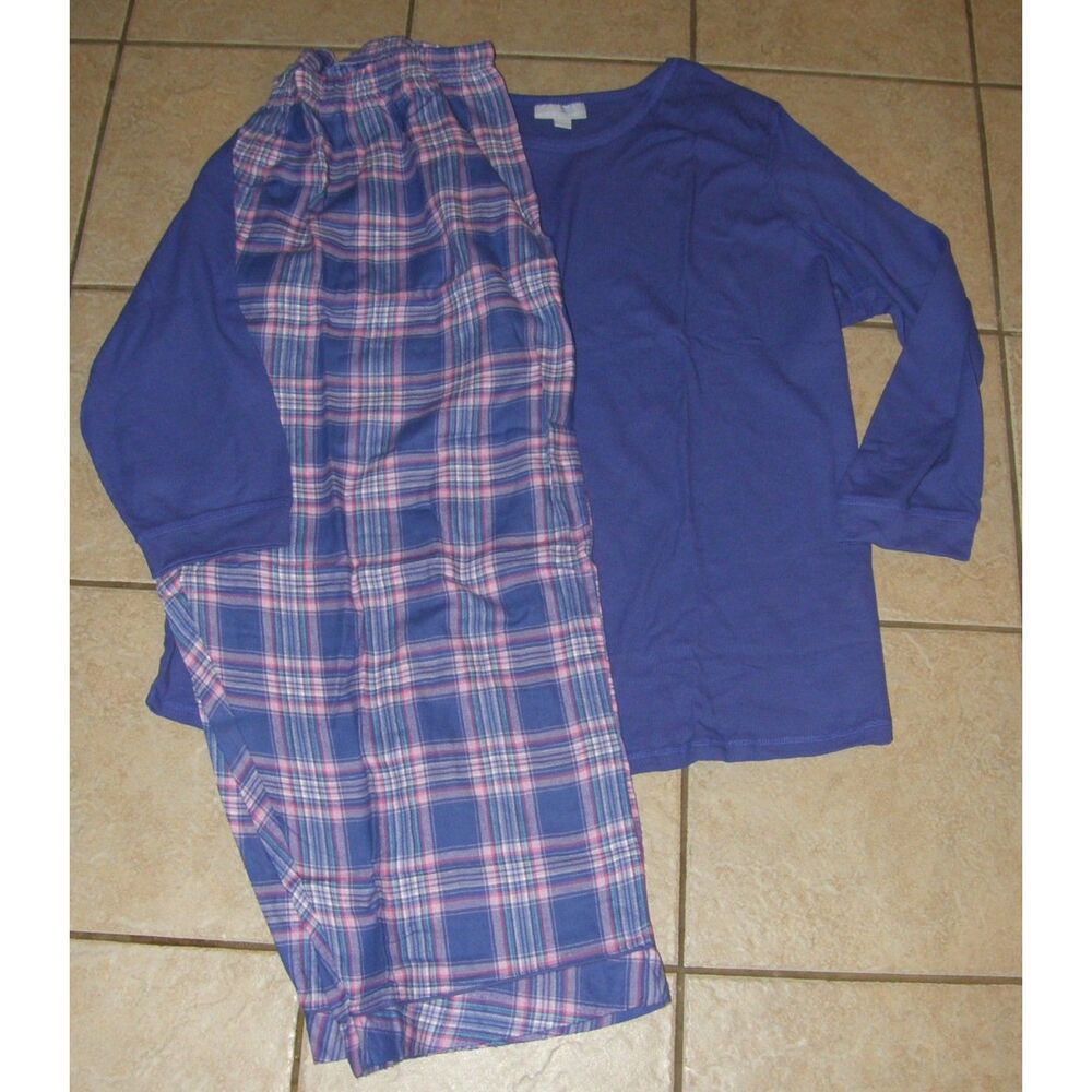 NEW Purple Plus Sz 34/36 Thermal Shirt & Flannel Pants Comfy 2 Pc Pajama Set